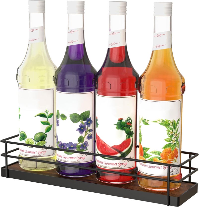 Alyoen Coffee Syrup Rack Organizer, Syrup Holder Stand for Coffee Bar, 4 Bottles Small Coffee Bar Organizer Shelf, Coffee Station Organizer for Countertop Wine, Liquor - Image 1